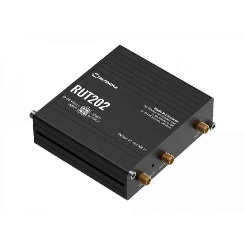 Teltonika RUT202 - 4G LTE belaidis maršrutizatorius, Wi-Fi 4, 2x Ethernet, DIN bėgelis