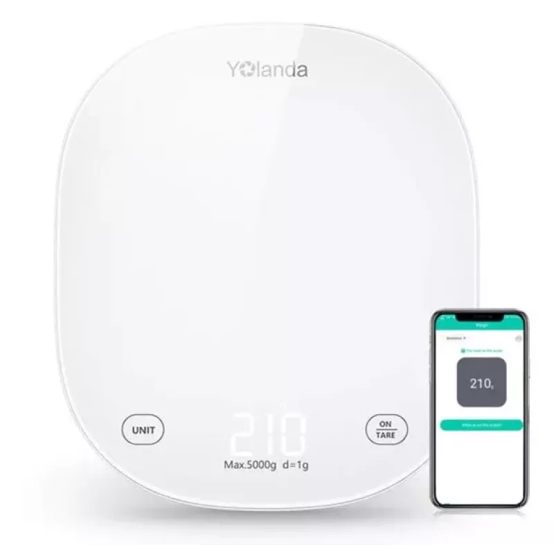 Yolanda CK10A išmaniosios virtuvės svarstyklės su Bluetooth, 3000g talpa, 0.1g tikslumu, USB-C įkraunamos