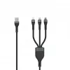 SEEK TOTI USB A į Micro USB / USB-C / Lightning 1,5m Pintas Laidas 2A (Ne MFI) Juodas