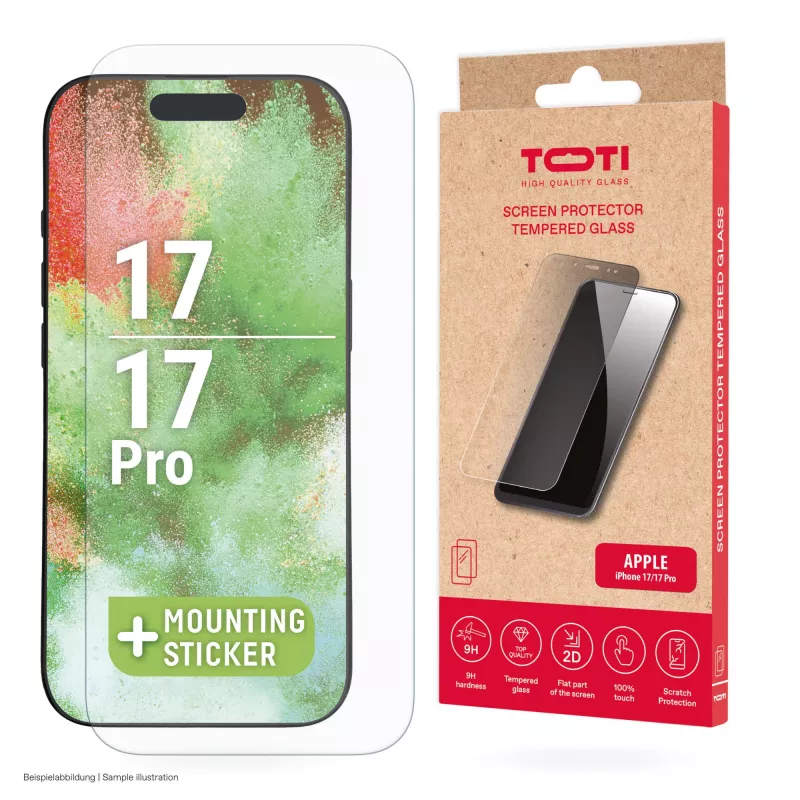 TOTI Grūdinto stiklo 2D ekrano apsauga Full Cover, skirta iPhone 17/16 Pro, permatoma