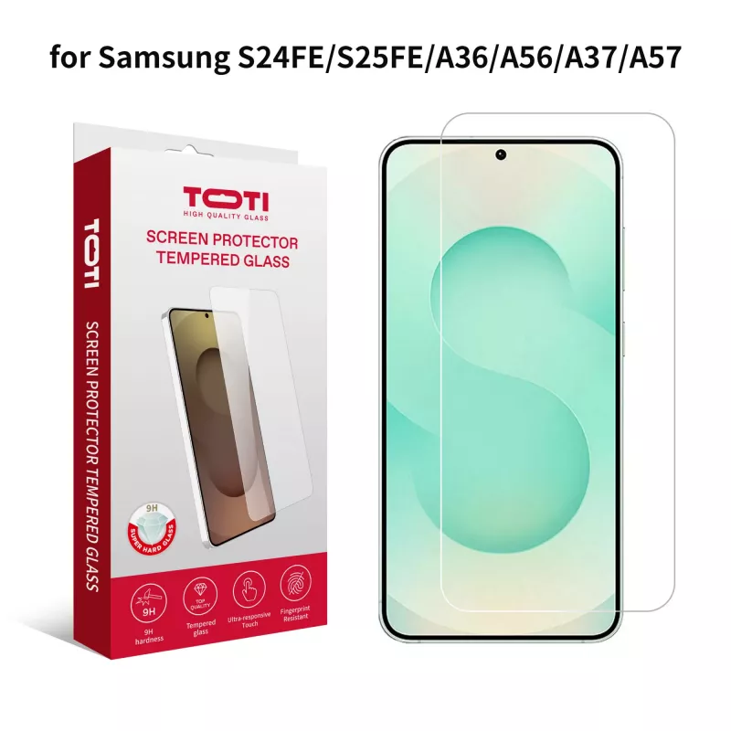 TOTI Grūdinto stiklo 2D ekrano apsauga, skirta Samsung Galaxy S24 FE/S25 FE/A36/A56/A37/A57/A27