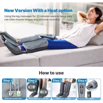 RENPHO Foot & Calf Air Massager With Heat - Grey/Black