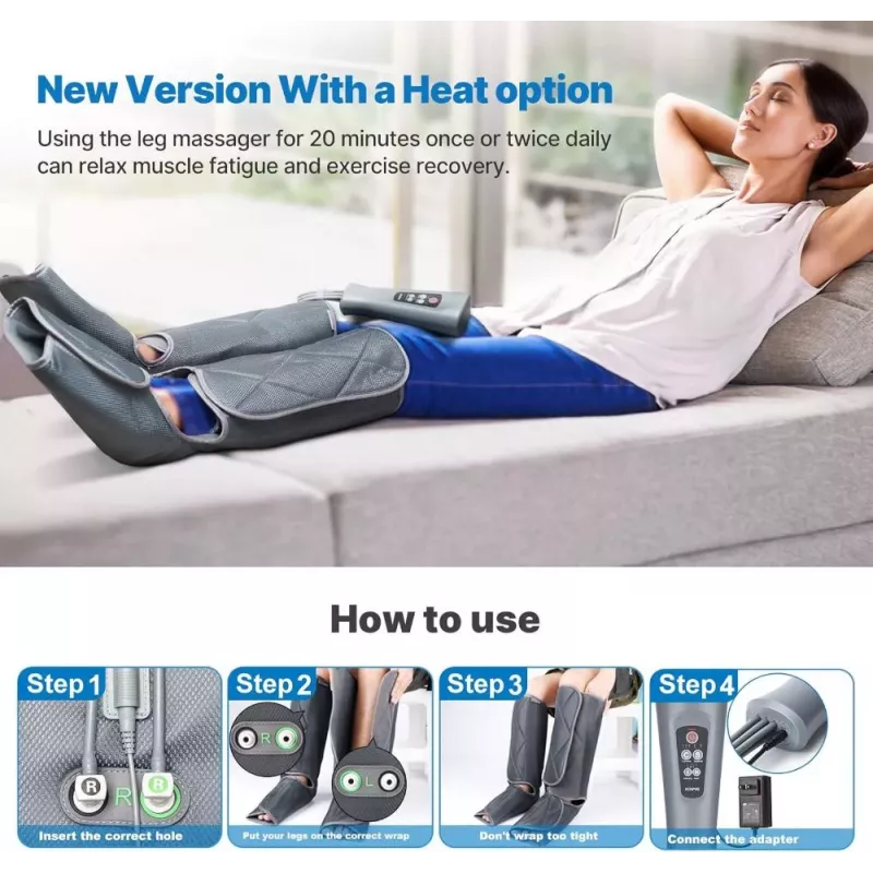 RENPHO Foot & Calf Air Massager With Heat - Grey/Black