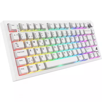 Sharkoon SGK55W SKILLER belaidė žaidimų klaviatūra, 75% išdėstymas, PBT klavišai, balta