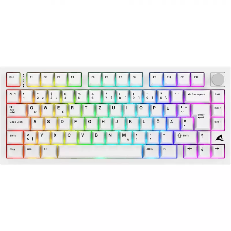 Sharkoon SGK55W SKILLER belaidė žaidimų klaviatūra, 75% išdėstymas, PBT klavišai, balta