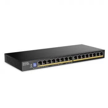 ZyXEL GS1100-16EPS 16-Port Gigabit Unmanaged PoE+ Switch su 135W biudžetu