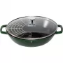 STAUB Wok 30 cm su dangčiu, ketaus, baziliko žalia | ITwork.lt