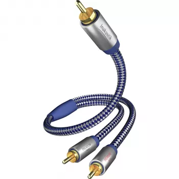 in-akustik Premium Y Subwoofer Cable - 2x RCA Male to 1x RCA Male, 3,0 m, Black