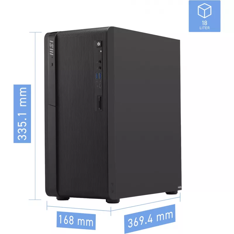 MSI PRO DP180 AI 8HG-1436AT Mini PC, Intel Core i5-14400, 16GB DDR5, 512GB NVMe SSD, Windows 11 Pro, Black