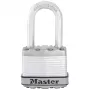 Master Laminated Padlock M1EURDLFCC su korozijos apsauga, boro karbido kilpa, 8 mm skersmens, 48 mm korpuso plotis, skirtingi raktai, 2 raktai, atsparus orams, saugumo įvertinimas 8/10