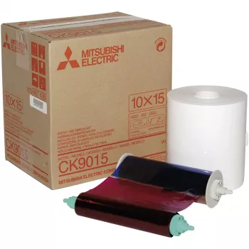 Mitsubishi CK 9015 10 x 15 Print Media Kit - 600 Prints, Dye Sublimation, Glossy Photo Paper