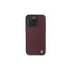 BMW iPhone 16 Pro Max Raudonas Kietas Dėklas Sign Leather Diamond Metal Logo MagSafe