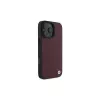 BMW iPhone 16 Pro Max Raudonas Kietas Dėklas Sign Leather Diamond Metal Logo MagSafe