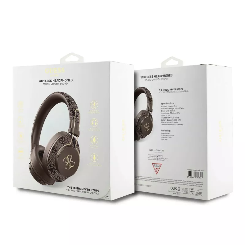 GUESS belaidės Bluetooth ausinės 4G Metal Logo Ruda GUBHS72P4FC4MW