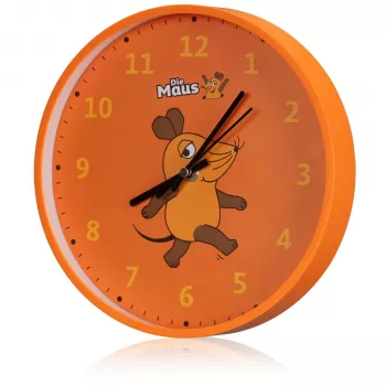 DieMaus sieninis laikrodis vaikams – tylus kvarcinis analoginis laikrodis, 25 cm, įvairiaspalvis, mokomasis dizainas