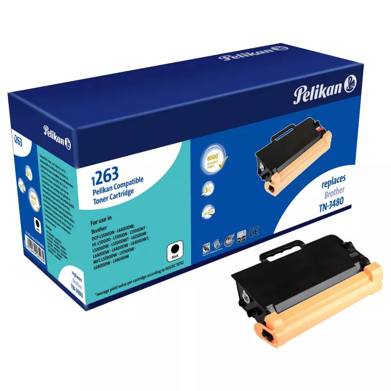 Pelikan suderinamas kasečių rinkinys Brother TN-3480 - juoda - 8000 puslapių