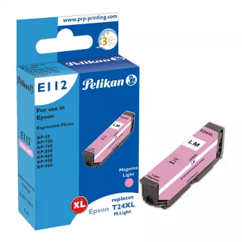 Pelikan E112 suderinama rašalo kasetė šviesiai purpurinė High Yield (XL), skirta Epson Expression Photo XP-55/XP-750/XP-760/XP-850/XP-860/XP-950/XP-960 (1 vnt.)