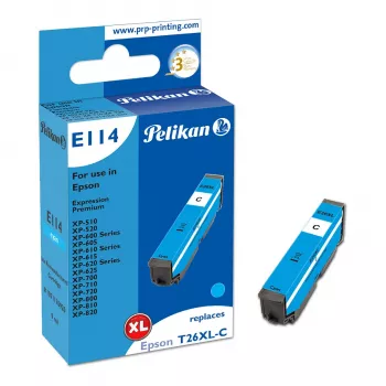 Pelikan E114 Suderinama Rašalo Kasetė Cyan High Yield (XL), skirta Epson Expression Premium XP-510, XP-520, XP-600 serijos, XP-700 serijos, XP-800 serijos