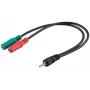 Goobay 3,5mm Jack Adapter Cable, 4-pin TRRS Male to 3-pin TRS Female, 15 cm, Black