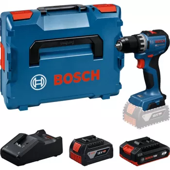 BOSCH GSR18V-52 belaidis gręžtuvas-suktuvas su 2 akumuliatoriais 18 V 4,0 Ah ir 2,0 Ah L-BOXX dėkle (Mažmeninė prekyba)