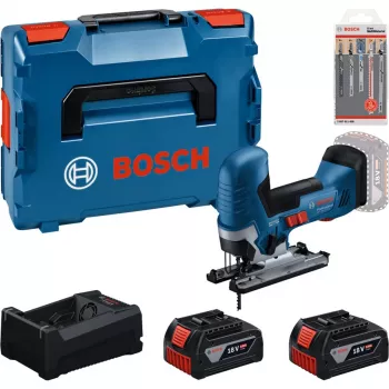 BOSCH PowerTools belaidis dėlionės rinkinys su 2 akumuliatoriais 5.0 Ah, greituoju įkrovikliu ir dėlionės geležčių rinkiniu L-BOXX dėžėje