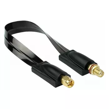 Kabelmeister Coaxial HF Window Feedthrough, SMA Plug to SMA Jack, Black, 0.2m