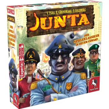 Pegasus Spiele Junta stalo žaidimas – Strategija, blefas, derybos – Nuo 16 metų – 4-7 žaidėjai – 120-240 min