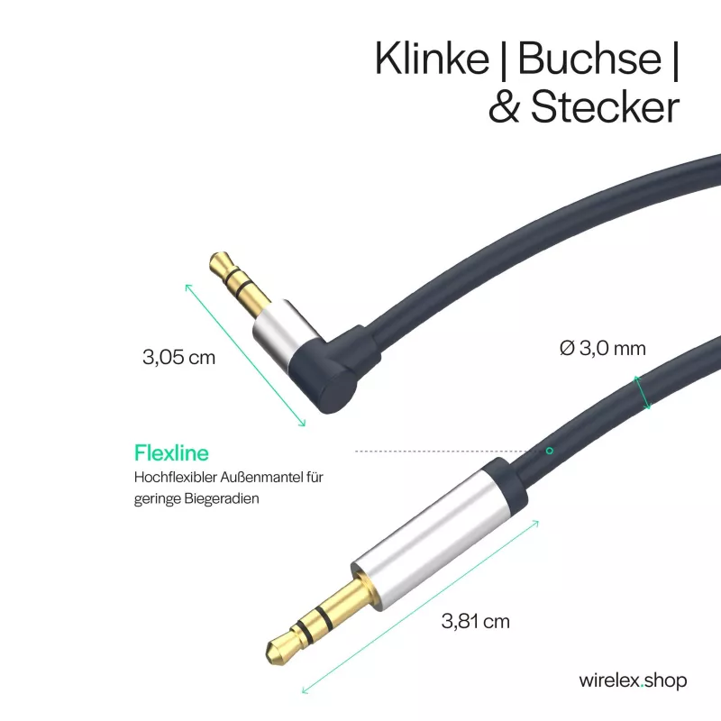 ShiverPeaks Audio 3,5mm lizdo laidas, kampinis/tiesus 0,7 m - juodas