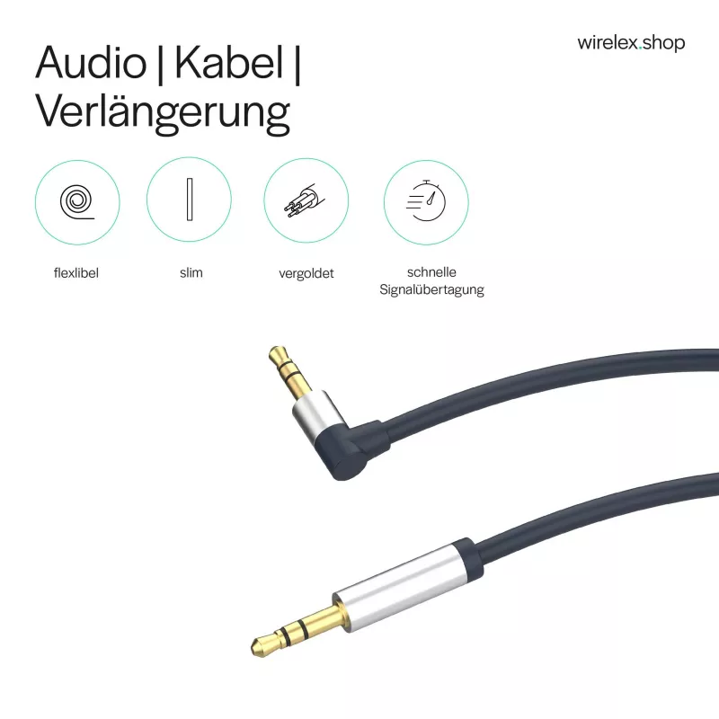 ShiverPeaks Audio 3,5mm lizdo laidas, kampinis/tiesus 0,7 m - juodas