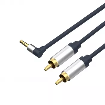 ShiverPeaks Flexline 3,5mm Stereo Jack to 2x RCA Audio Cable, Angled Connector, 0,75m, Black