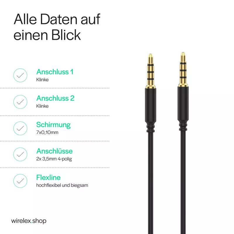 ShiverPeaks audio kabelis su mini jack kištuku