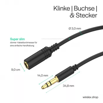 ShiverPeaks Audio 3,5mm Jack laidas Mini Flex 1,5m Juodas
