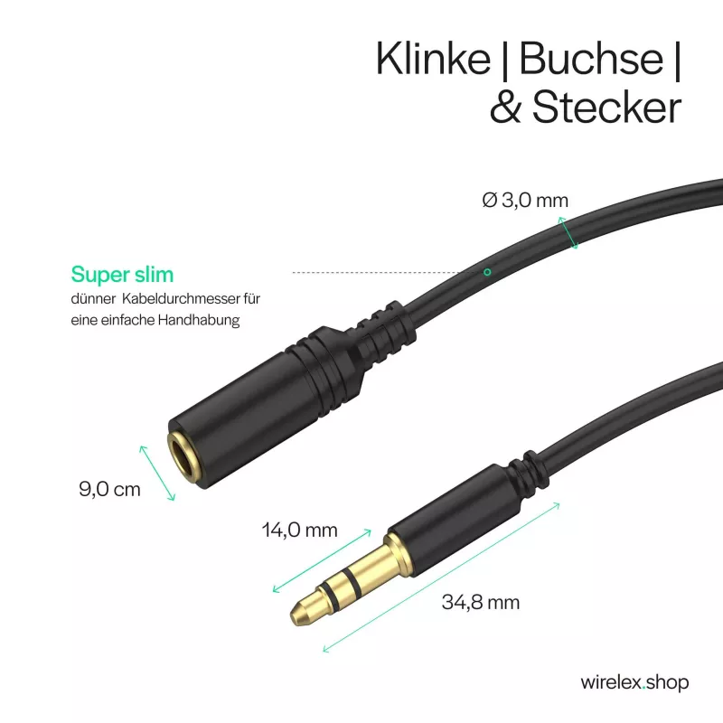 ShiverPeaks Audio 3,5mm Jack laidas Mini Flex 1,5m Juodas