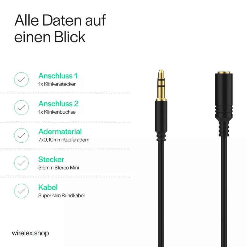 ShiverPeaks Audio 3,5mm Jack laidas Mini Flex 1,5m Juodas