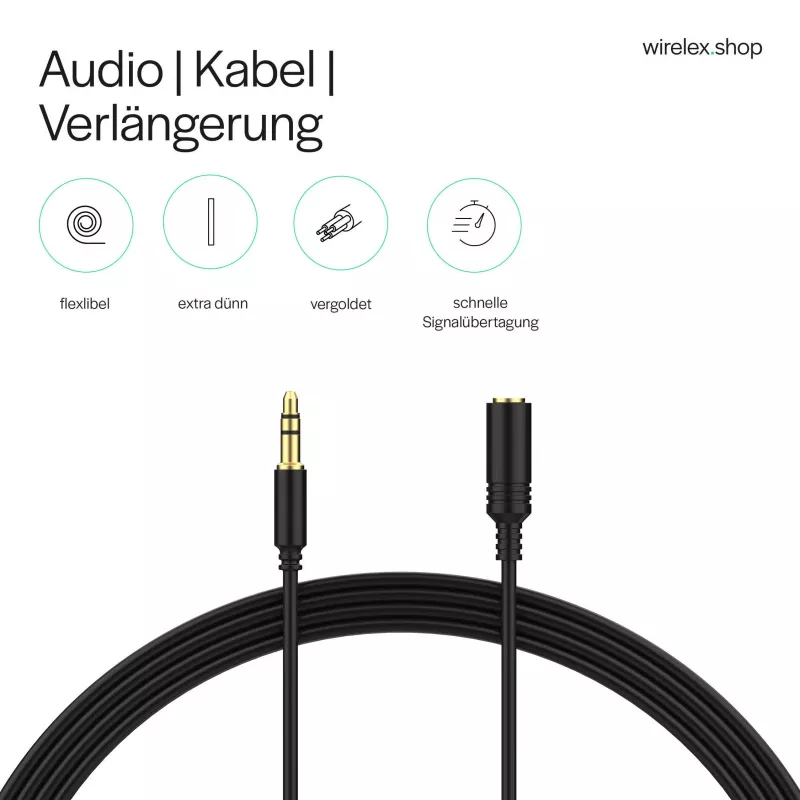 ShiverPeaks Audio 3,5mm Jack laidas Mini Flex 1,5m Juodas