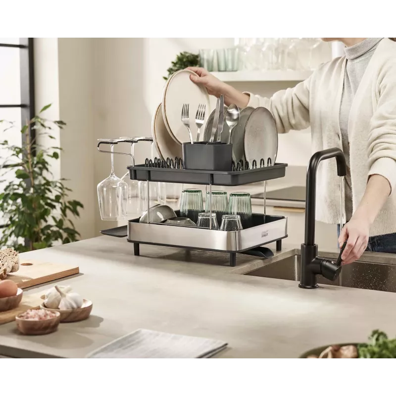Joseph Joseph Excel Stainless Steel 2-Tier Expandable Dish Rack - Pilka