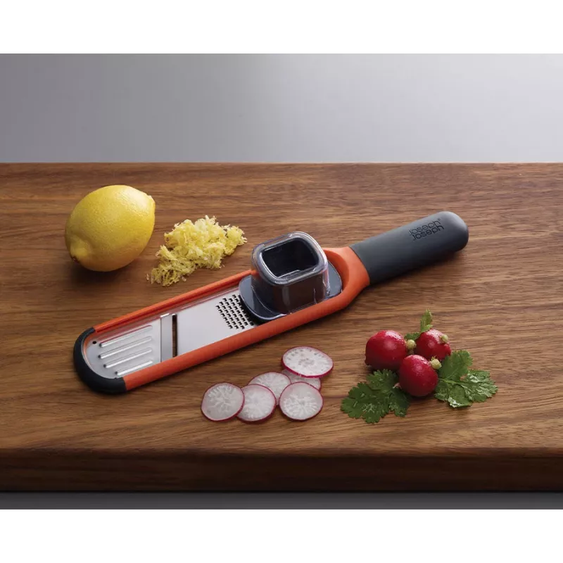 Joseph Joseph Handi-Grate 2-in-1 Mini Grater & Slicer - Orange - Stainless Steel