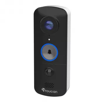 Toucan Wireless Video Doorbell su Skambučiu V3 - 1080p Full HD, 180° plačiu kampu, naktiniu matymu, dvipusiu pokalbiu, PIR judesio detektoriumi, IP56, juoda
