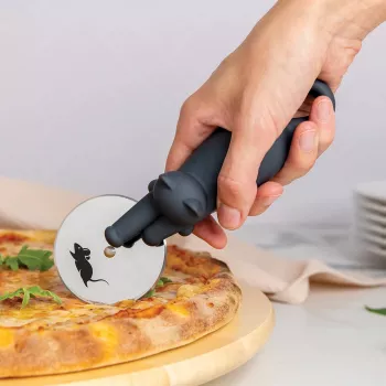 OTOTO Kitty Cut Pizza Cutter – juodai baltas katės dizaino pjaustytuvas picai