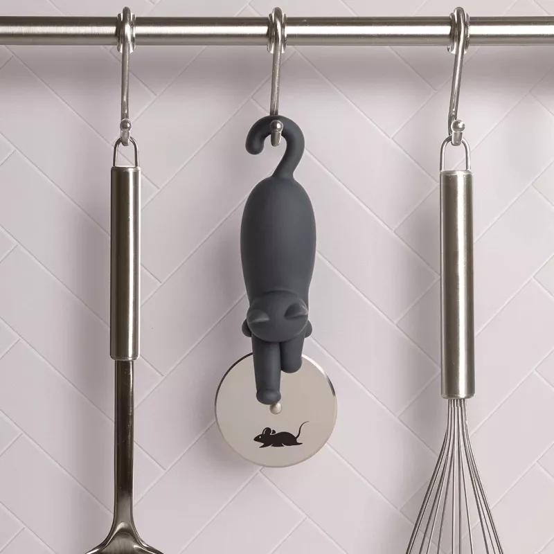 OTOTO Kitty Cut Pizza Cutter – juodai baltas katės dizaino pjaustytuvas picai