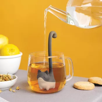 OTOTO Louie Cat Loose Leaf Tea Infuser - Grey Silicone