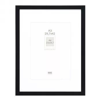 Deknudt S66KF2 P1 medinis paveikslėlių rėmelis DIN A3 29.7x42 cm, juodas, su paspartu