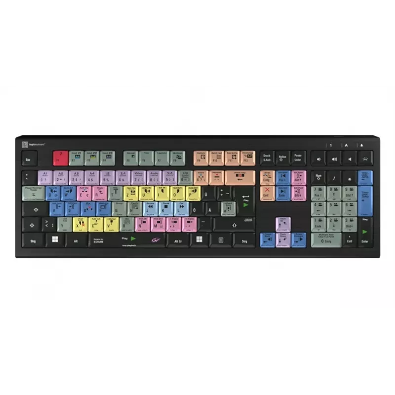 Logickeyboard LKB-EDIUS-A2PC-DE Pilno dydžio (100%) USB žirklinio mechanizmo klaviatūra QWERTZ juoda
