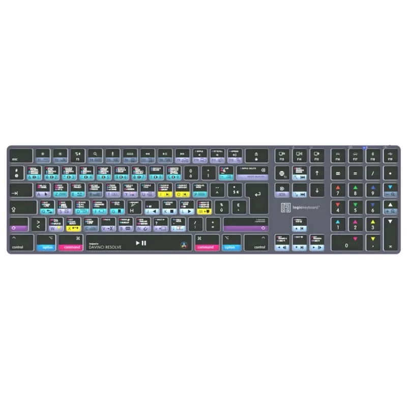 LogicKeyboard DaVinci Resolve 18 Titan FR (Mac) – prancūziškas AZERTY išdėstymas, apšviesta, laidinė USB klaviatūra