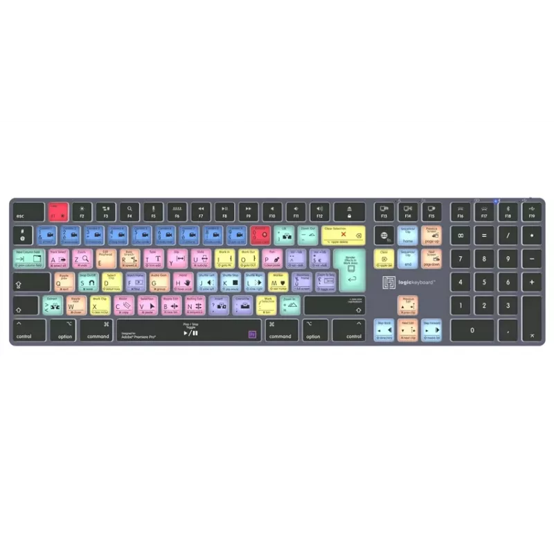 LogicKeyboard Adobe Premiere Pro CC Titan FR (Mac) - prancūziškas AZERTY išdėstymas, apšviesta, laidinė USB klaviatūra
