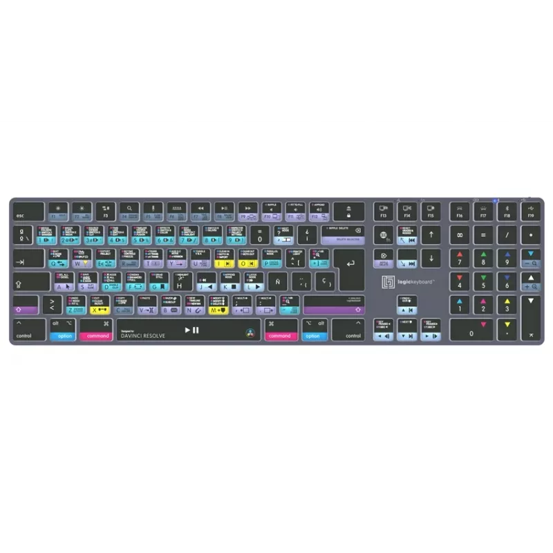LogicKeyboard DaVinci Resolve 18 Titan SP (Mac) – Specializuota redagavimo klaviatūra su apšvietimu ir USB jungtimi