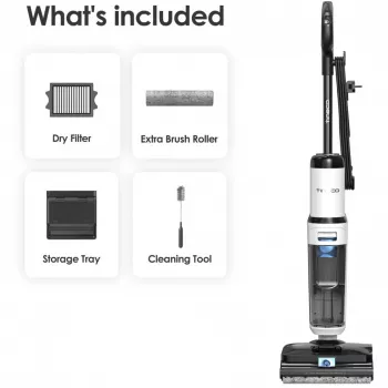 Tineco Floor One S6 Stretch Steam Plus 2-in-1 šlapias/sausas siurblys, šluota ir garų valiklis, belaidis, 35 min veikimo laikas, 0,8L švaraus vandens bakelis, 0,72L nešvaraus vandens bakelis, savaiminis valymas, LCD ekranas, iLoop jutiklis, 180° gulsčias,