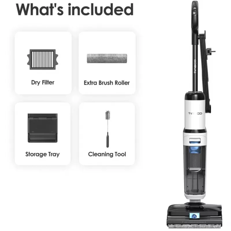 Tineco Floor One S6 Stretch Steam Plus 2-in-1 šlapias/sausas siurblys, šluota ir garų valiklis, belaidis, 35 min veikimo laikas, 0,8L švaraus vandens bakelis, 0,72L nešvaraus vandens bakelis, savaiminis valymas, LCD ekranas, iLoop jutiklis, 180° gulsčias,
