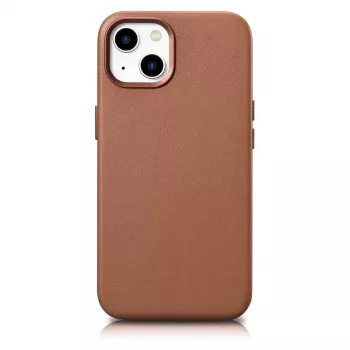 iCarer Case Leather Genuine Leather Case for iPhone 14 Plus Brown (MagSafe Compatible)