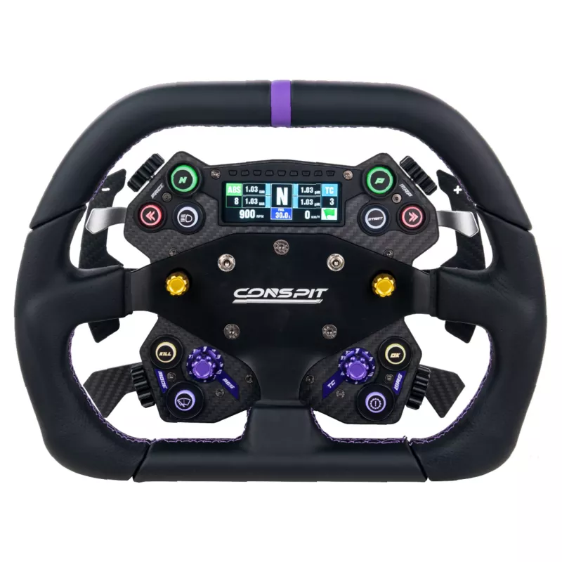 CONSPIT DX320 D formos vairas su 320 mm Alcantara rankena, anglies pluoštu ir RGB apšvietimu